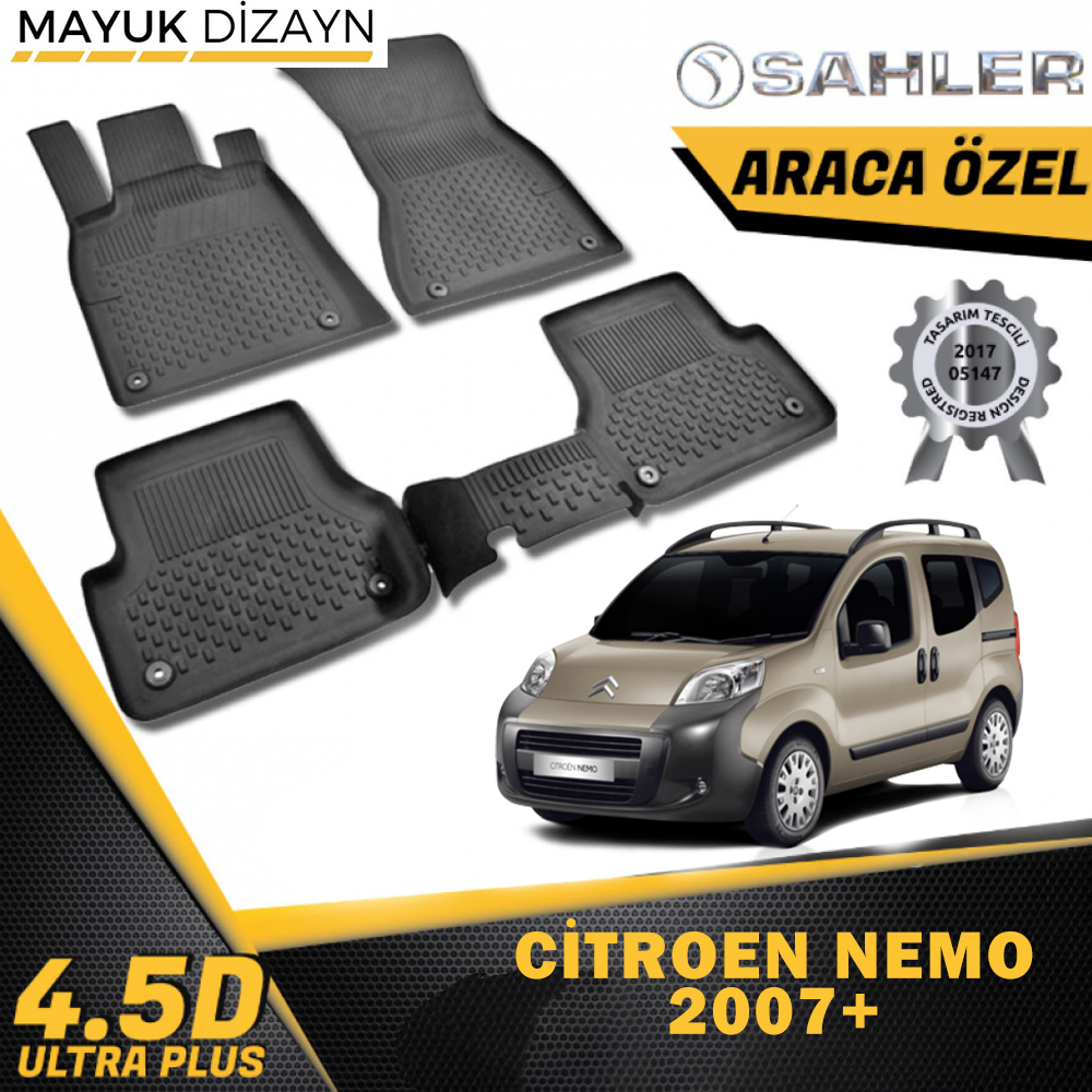  Citroen Nemo Havuzlu Paspas SAHLER 4.5D Paspas (2007+) -- MAYUK Dizayn --