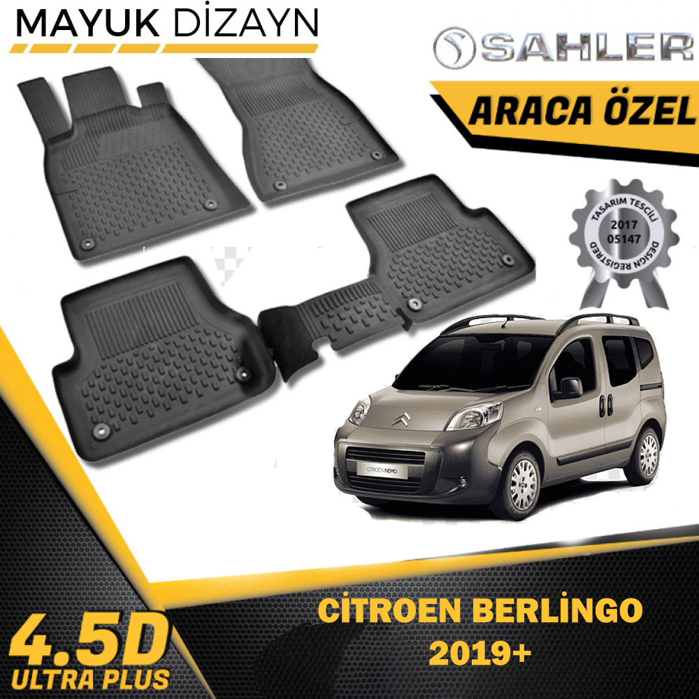  Citroen Berlingo Havuzlu Paspas SAHLER 4.5D Paspas (2008-2019) -- MAYUK Dizayn --