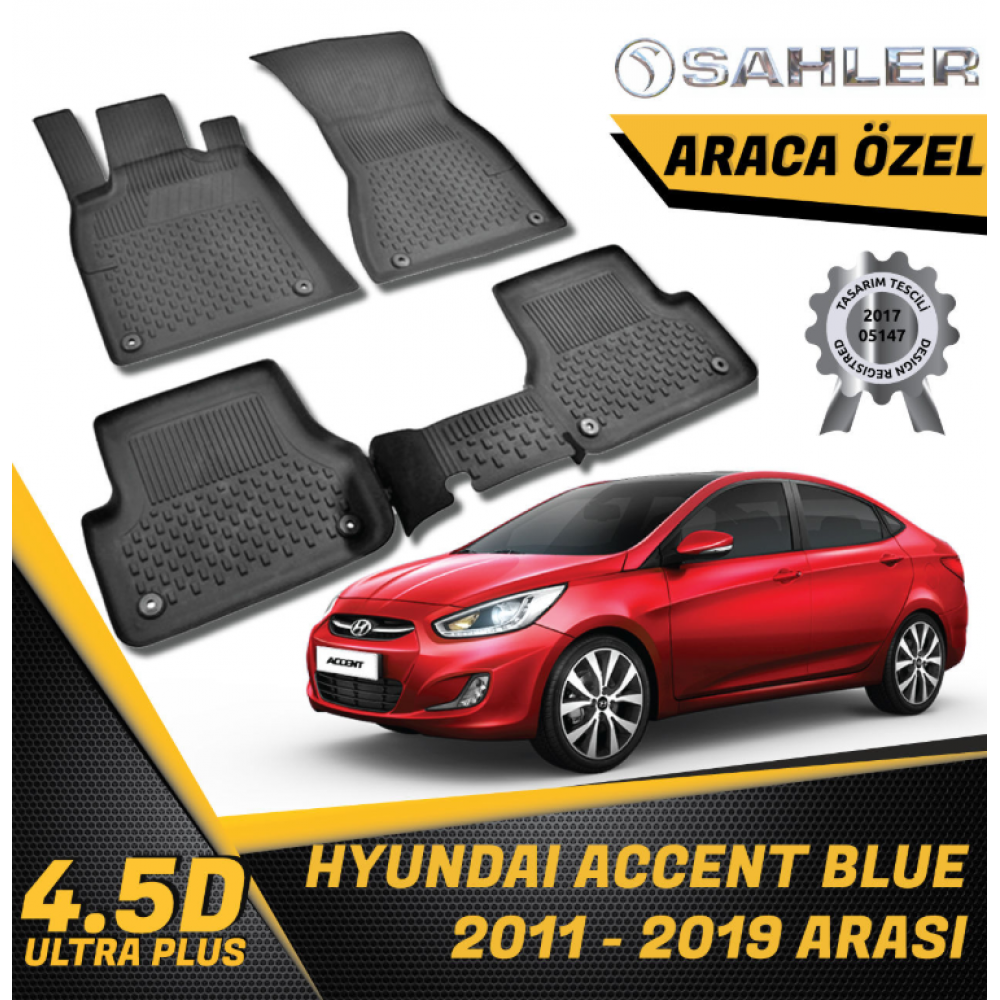  Hyundai Accent Blue Havuzlu Paspas SAHLER 4.5D Paspas (2011-2019) -- MAYUK Dizayn --