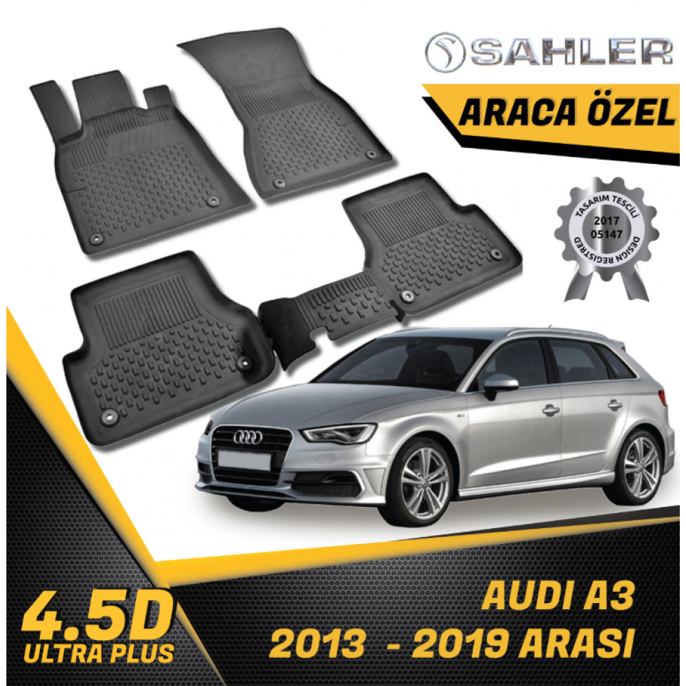  Audi A3 Bej Havuzlu Paspas SAHLER 4.5D Paspas (2013-2019) -- MAYUK Dizayn --