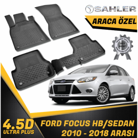  Ford Focus 3 Sedan-HB Uyumlu Havuzlu Paspas SAHLER 4.5D Paspas (2010-2018) -- MAYUK Dizayn --