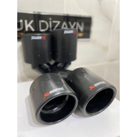 AKRAPOVİC 100mm Kordonlu Karbon Çiftli Siyah Egzoz Ucu 1 ADET SAĞ-SOL SET