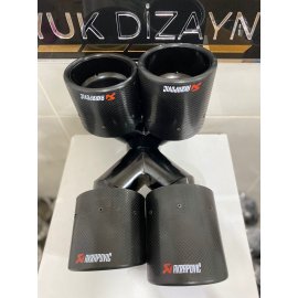 AKRAPOVİC 100mm Kordonlu Karbon Çiftli Siyah Egzoz Ucu 1 ADET SAĞ-SOL SET