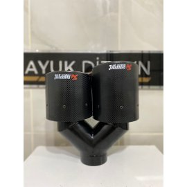 AKRAPOVİC 100mm Kordonlu Karbon Çiftli Siyah Egzoz Ucu 1 ADET SAĞ