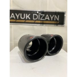 AKRAPOVİC 100mm Kordonlu Karbon Çiftli Siyah Egzoz Ucu 1 ADET SAĞ