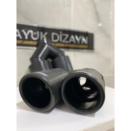 AKRAPOVİC 75MM Kordonlu Karbon ÇİFTLİ Siyah Egzoz Ucu 1 ADET SAĞ