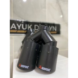 AKRAPOVİC 75MM Kordonlu Karbon ÇİFTLİ Siyah Egzoz Ucu 1 ADET SAĞ