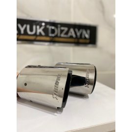 AKRAPOVİC 90mm DIŞI KROM TEKLİ Siyah Egzoz Ucu 1 ADET