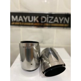  AKRAPOVİC 90mm DIŞI KROM TEKLİ Siyah Egzoz Ucu 2 ADET