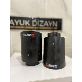 AKRAPOVİC 90mm Kordonlu Karbon Tekli Siyah Egzoz Ucu 2 ADET