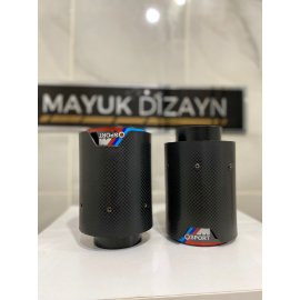 AKRAPOVİC 90mm BMW ÇİZGİLİ M SPORT Karbon TEKLİ Siyah Egzoz Ucu 2 ADET