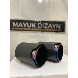 AKRAPOVİC 90mm BMW ÇİZGİLİ M SPORT Karbon TEKLİ Siyah Egzoz Ucu 2 ADET