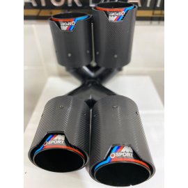 AKRAPOVİC 90mm BMW ÇİZGİLİ M SPORT Karbon Çiftli Siyah Egzoz Ucu SAĞ SOL TAKIM