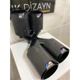 AKRAPOVİC 90mm BMW ÇİZGİSİZ M SPORT Karbon Çiftli Siyah Egzoz Ucu SAĞ SOL TAKIM