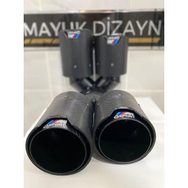 AKRAPOVİC 90mm BMW ÇİZGİSİZ M SPORT Karbon Çiftli Siyah Egzoz Ucu SAĞ SOL TAKIM