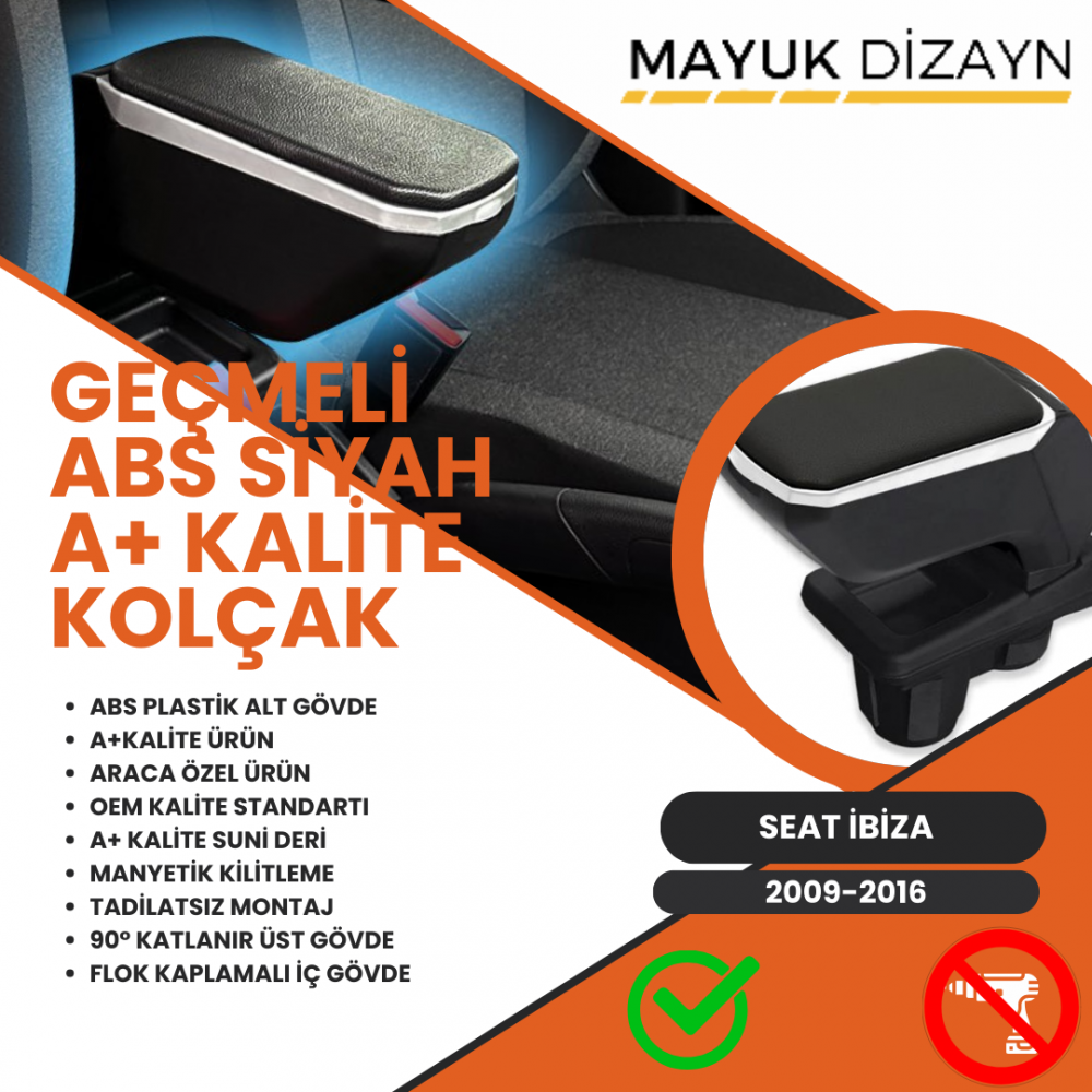 Seat Ibiza Kol Dayama Kolçak Geçmeli ABS 2009-2016 A+Kalite